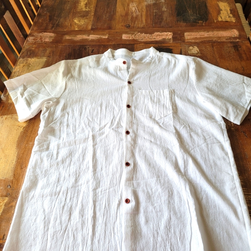 Men's white linen shirt XL